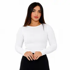 Blusa Blusinha Manga Longa Branca Canelada Blusa Cacharrel Garrafinha Modelagem Acinturada