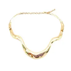 Colar Feminino Gargantilha Choker Ondulado Dourado Banhado Ouro 18k Aço Inox Antialérgico