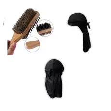 kit Waves Básico 1 Bandana Durag 1 Escova Dupla Javali.