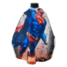 Capa de corte infantil, tecido em microfibra com fecho de zíper, personalizada super-man