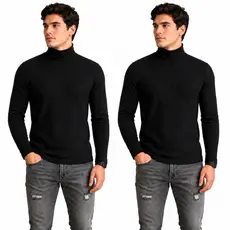 Kit 2 Blusa Masculina Slim Gola Pretas Alta Manga Longa | Estilo Versatilidade Outono/Inverno