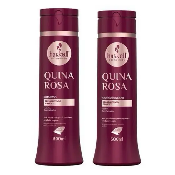 Haskell Kit Quina Rosa Shampoo & Condicionador 300ml Restaura Cabelos Desvitalizados Sem Parabenos e Corantes