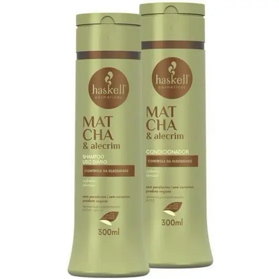 Haskell Kit Matcha & Alecrim Shampoo e Condicionador 300ml para Cabelos Oleosos com Hidratação e Controle de Oleosidade