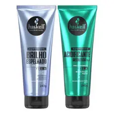 Haskell Kit Supermáscaras 1 Acidificante 1 Brilho Espelhado 240g Hidratação Profunda e Luminosidade Tridimensional