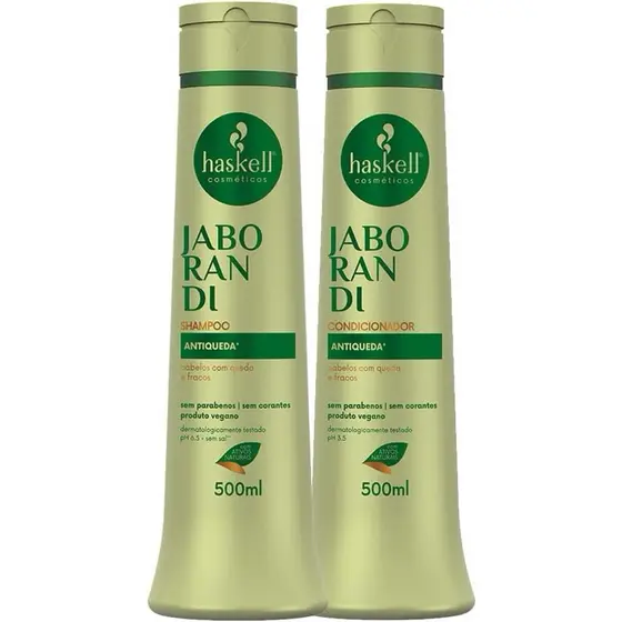 Haskell Kit Jaborandi Antiqueda Shampoo e Condicionador 500ml para Cabelos Oleosos com Extrato de Jaborandi e Carqueja