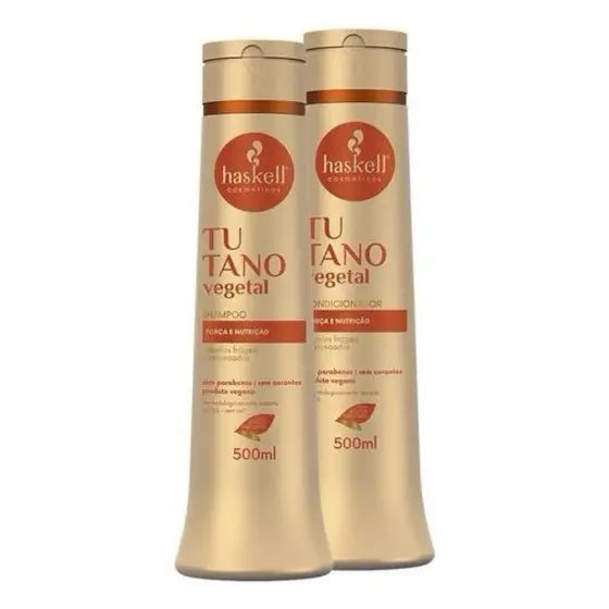 Haskell Kit Tutano Shampoo & Condicionador 500ml - Nutrição para Cabelos Frágeis e Quebradiços - Vegano e Sem Parabenos