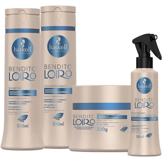 Haskell Bendito Loiro Completo Kit 4 Itens para Reconstrução e Recuperação de Cabelos Descoloridos