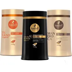 Kit cronograma capilar Haskell para cabelos elásticos, Hidratação, Reconstrução, Nutrição