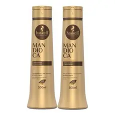 Haskell Kit Shampoo & Condicionador Mandioca 500ml para Crescimento e Hidratação Profunda com Vitaminas e Óleo de Mamona