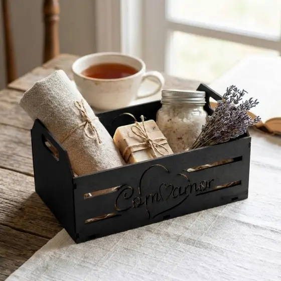 Caixote Caixa “Com Amor” MDF Kit 20 Peças Lembrancinha Dia dos Namorados