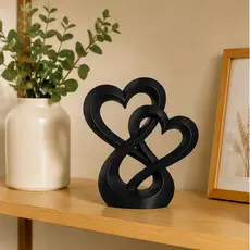 Escultura Decorativa Corações Entrelaçados 17cm / Amor Infinito / Enfeite para Sala e Quarto