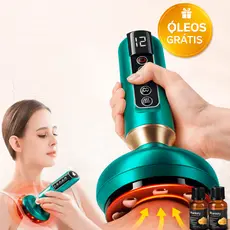 Massageador a Vácuo Elétrico Aquecido e Sucção 12 Níveis Gua Sha + 2 Óleos Grátis