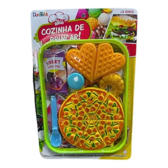 Kit Cozinha Infantil Pizza e Waffle Brinquedo Faz de Conta