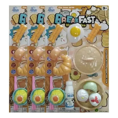 3 Kit Café da Manhã de Brinquedo Infantil Cozinha Divertida 12 Peças