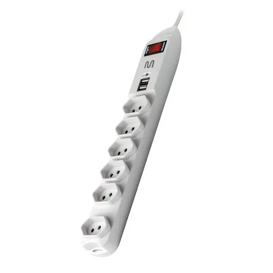 Filtro De Linha Multi Com 6 Tomadas E 2 Entradas Usb Bivolt - WI251