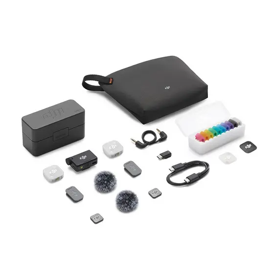 Microfone DJI Mic Mini 2 (2 TX Microfone + 1 RX Receptor + 1 Case de carregamento) BR - DJI143