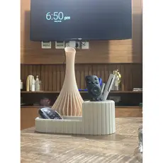 Organizador de Mesa Ripado em PLA - Elegante Porta-Canetas para Escritório, Recepção e Sala de Estar