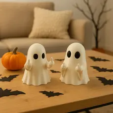 Fantasma Sarcástico 3D Mostrando o Dedo do Meio – Decoração Geek Criativa