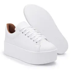 Tenis Feminino Plataforma Sapatenis Tendência Branco Sola Alta Fashion Blogueira