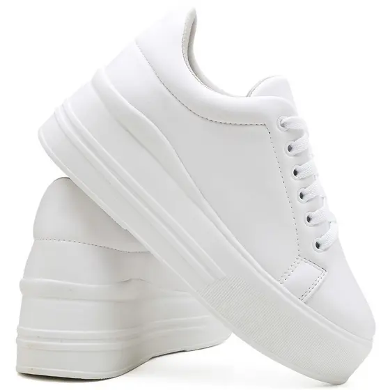 Tênis Feminino Branco Casual Plataforma Flatform Branco Promoção Original