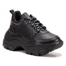 Tênis Feminino Casual Tratorado Tenehi Todo Preto Sola Alta Plataforma Confortável Envio Já