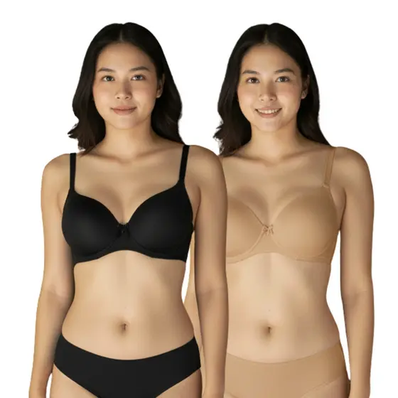 Kit com 2 Sutiãs Feminino Básico com Bojo Confortável Sustentação e Ajuste Perfeito para o Dia a Dia