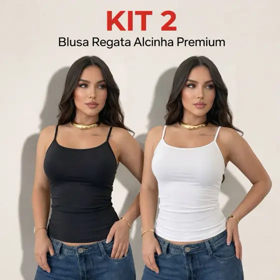 kit 2 Blusa Regata Alcinha Tube Verão Básica Casual com forro Suplex Poliamida