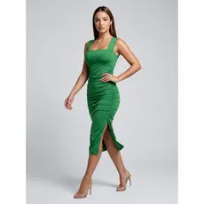 Vestido Feminino Básico Fenda Lateral Drapeado Festa Luxo