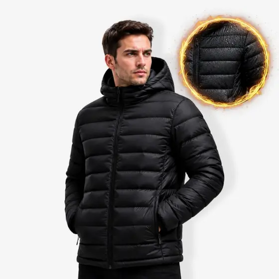 Jaqueta Puffer Masculina Bobojaco Bomber Blusa de Frio Inverno Neve Com Touca Removível