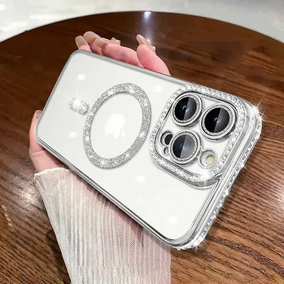 Alta Qualidade Diamante Glitter Chapeamento Claro Para Magsafe Caso iPhone 16 15 14 Plus 13 12 11 Pro Max Magnético Capa