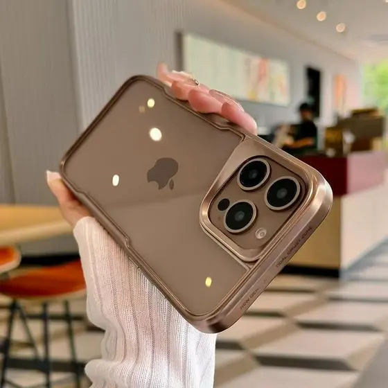 Luxo Deserto Ouro Lente Quadro Caso Duro Para iPhone 16 15 14 13 12 11 Pro Max Completo À Prova De Choque Claro Armadura