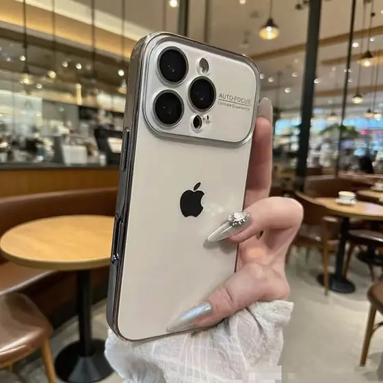 Alta Qualidade Fosco Grande Janela Caso Duro Para iPhone 16 15 14 13 17 12 Pro Max Lente De Vidro Capa Proteção