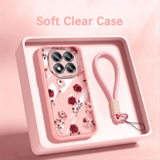 YBD Capa De Telefone Para Redmi Note 15 Pro + 17 Max Xiaomi POCO M8 INS Estilo Vermelho Rosa Ultra-Fino Silicone Macio E