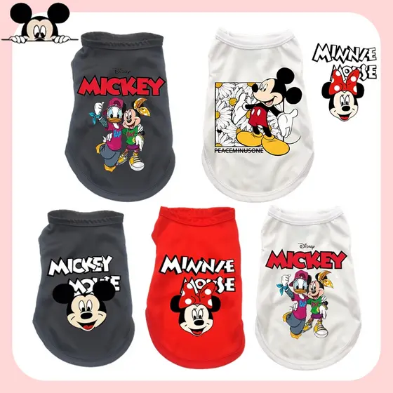Colete Para Cães Novo Mini Médio Grande Algodão Mickey Minnie Tank Top Pet Produtos Vestuário