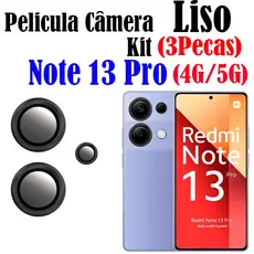 KIT(3 Pecas )Película De Câmera Liso Redmi Note 13 Pro 4g/5g  Com Anel De Metal Protetors De Lentes Vidro Temperado