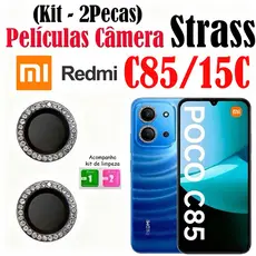 Kit (2 Pcs)Película Lente Câmera Brilho C85/15C Xiaomi Redmi Poco brilhante Diamante