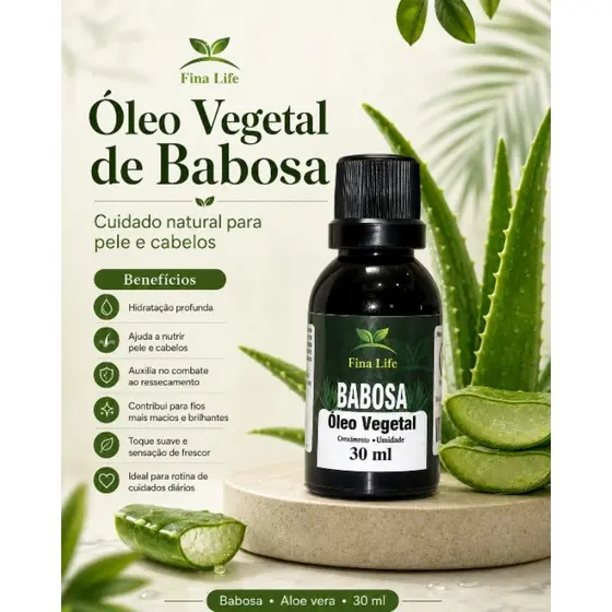 Óleo vegetal babosa (Aloe vera) 30ml fina life hidratante - cicatrizante - Anti inflamatório