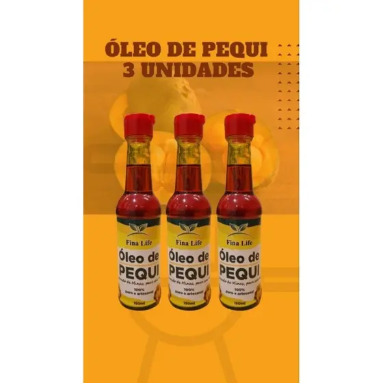 Óleo de pequi artesanal 150ml fina life 100% puro 3un CULINARIA - HIDRATAÇÃO - NUTRIÇÃO