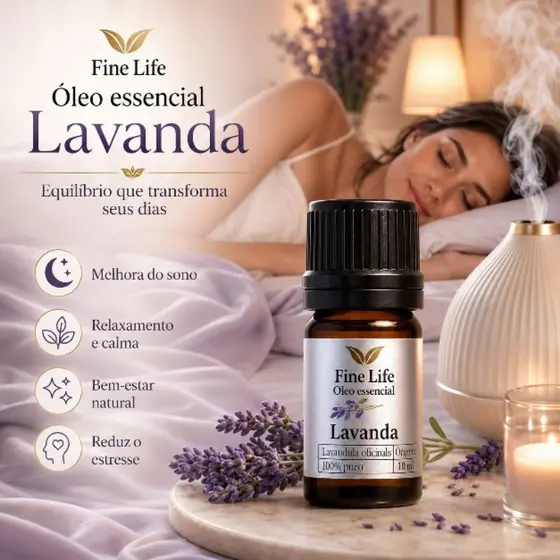 oleo essencial lavanda francesa 10ml 100% puro fina life