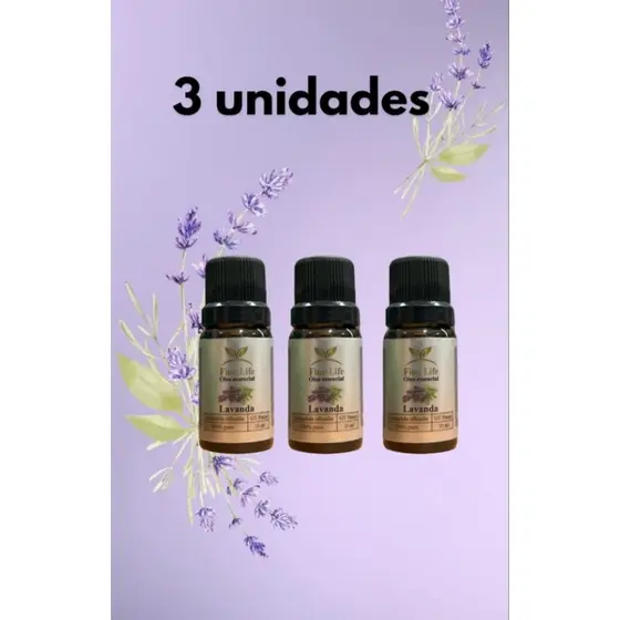 Óleo essencial lavanda francesa 10ml 100% puro 3 unidades fina life