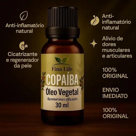 Óleo copaiba da Amazônia 30ml fina life 100% puro cicatrizante