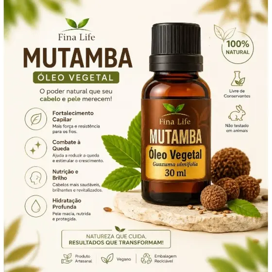 Oleo vegetal Mutamba 30 ml fina life 100% puro HIDRATAÇÃO - NUTRIÇÃO