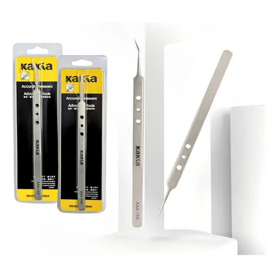 Kit 2 Pinças De Precisão Curva E Reta Kakía 16cm Profissional
