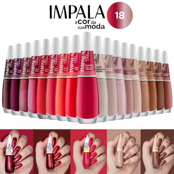 Esmalte Impala Kit 18 Cores Tons De Nude E Vermelhos