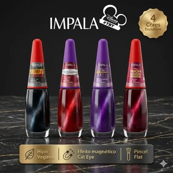 Esmalte Impala Efeito Magnético Nova Coleção Disney Channel Tbt Cat Eye