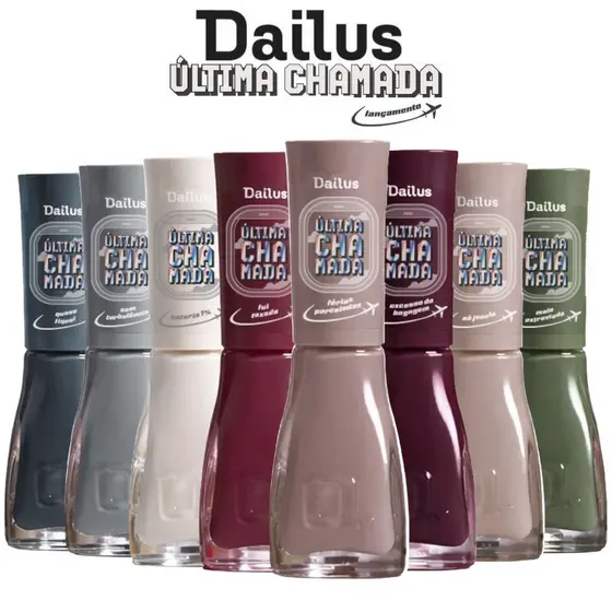 Esmalte Dailus Coleção Ultima Chamada Lançamento Kit com 8 Cores Outono Inverno Manicure Pedicure