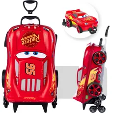 Mochila Escolar Infantil de Rodinhas Carros Disney Relâmpago McQueen em EVA Maxtoy