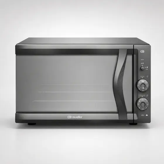 Forno Elétrico Mueller 50L Cinza Espelhado 900W Grill Timer Vidro Duplo e Controle de Temp