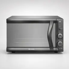 Forno Elétrico Mueller 50L Cinza Espelhado 900W Grill Timer Vidro Duplo e Controle de Temp