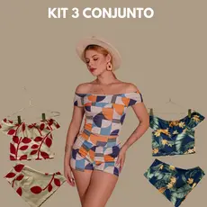Kit 3 peças conjunto babado feminino versátil conjunto verão estampado dia a dia conjunto sofisticado casual tendência